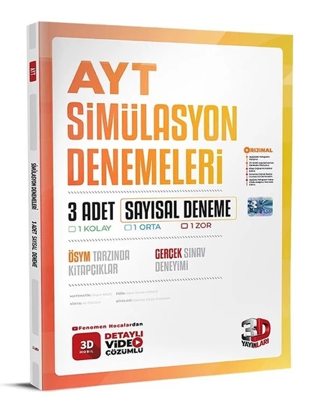 3D Yayınları Ayt Tüm Dersler Sayısal Simülasyon 3 Deneme Sınavı Yeni