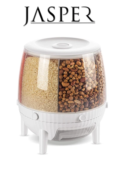 Jasper Kuru Gıda Ve Bakliyat Organizeri 360 Derece Dönebilen 6 Bölmeli Saklama Kabı - 4