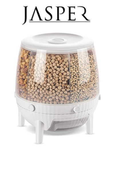 Jasper Kuru Gıda Ve Bakliyat Organizeri 360 Derece Dönebilen 6 Bölmeli Saklama Kabı - 2