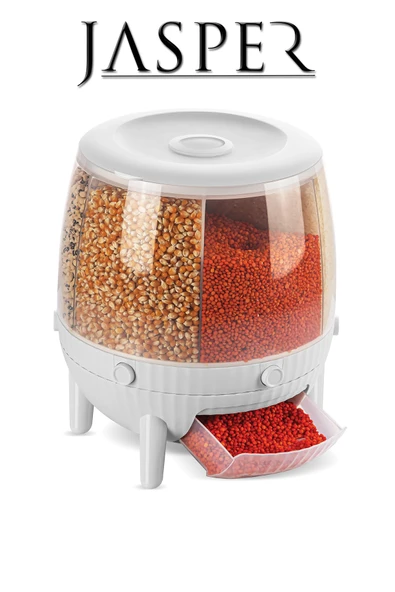 Jasper Kuru Gıda Ve Bakliyat Organizeri 360 Derece Dönebilen 6 Bölmeli Saklama Kabı - 3