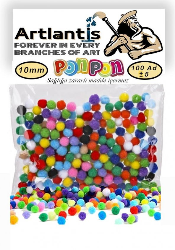 Ponpon 10 mm 100 Lü 1 Paket Karışık Renk Pon Pon 10 mm Pompom 1 cm Elişi Etkinliği Anasınıfı Kreş Okul Öncesi Pom Pom