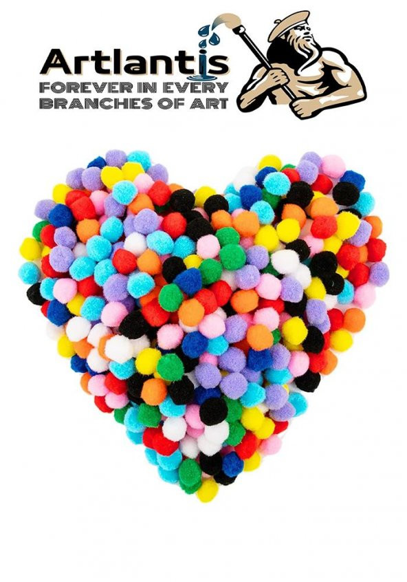 Ponpon 10 mm 100 Lü 1 Paket Karışık Renk Pon Pon 10 mm Pompom 1 cm Elişi Etkinliği Anasınıfı Kreş Okul Öncesi Pom Pom - 2