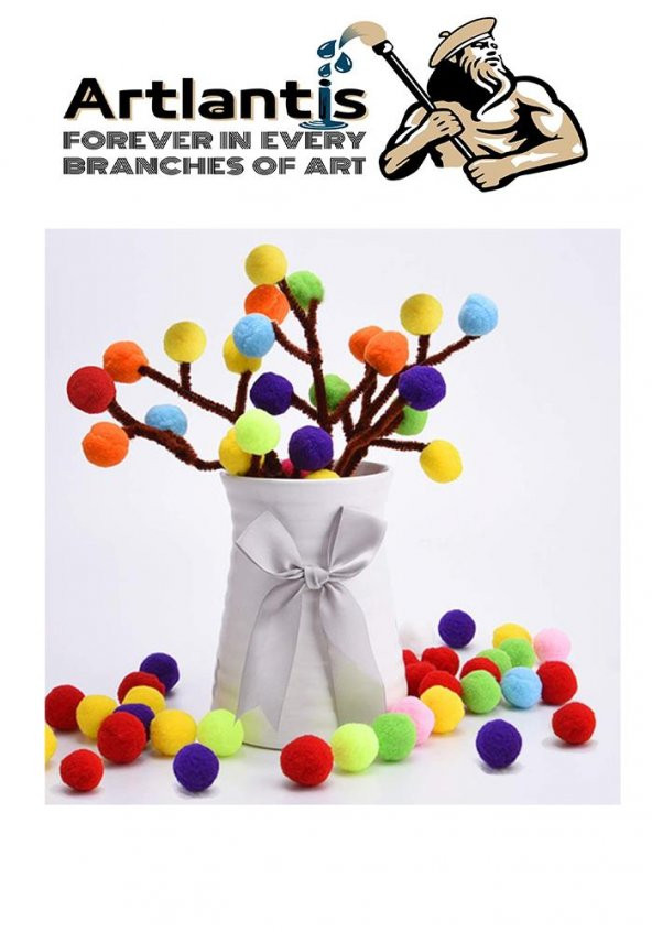 Ponpon 10 mm 100 Lü 1 Paket Karışık Renk Pon Pon 10 mm Pompom 1 cm Elişi Etkinliği Anasınıfı Kreş Okul Öncesi Pom Pom - 3