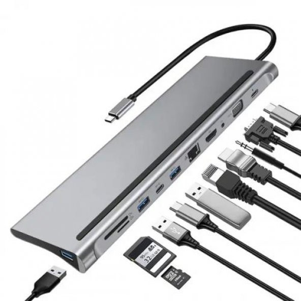 Coofbe 87W Masaüstü 11in1 Hub TYPE-C Çoğaltıcı Dönüştürücü Hub 5Gbps 4K HD VGA SD Dönüştürücü Hub - 2