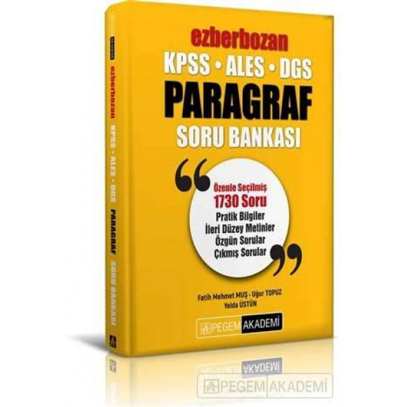 ÜRÜN DÖKÜMANI İNDİR Ezberbozan KPSS ALES DGS Paragraf Soru Bankası -- PEGEM AKADEMİ ( KPSS)
