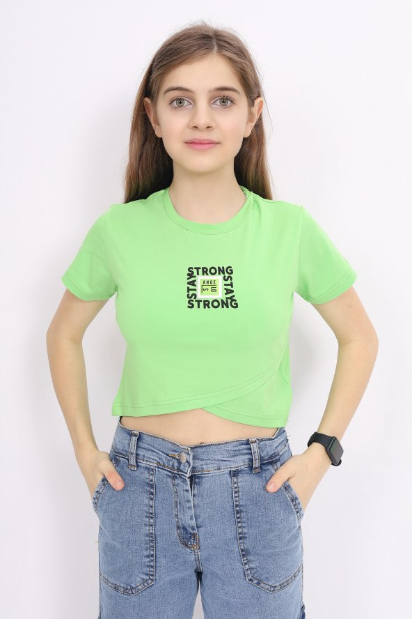 Kız Çocuk Çapraz Modelli Crop T-Shirt 9-14 Yaş LX 232