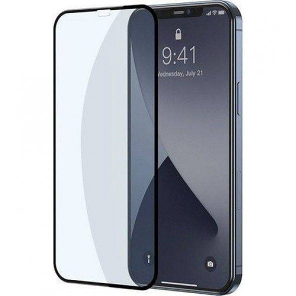 Baseus Polham Baseus 0.3mm 2 Adet Apple iPhone 12, 12 Pro Full Kaplama Kırılmaz Ekran Koruyucu, Anti Blue Light