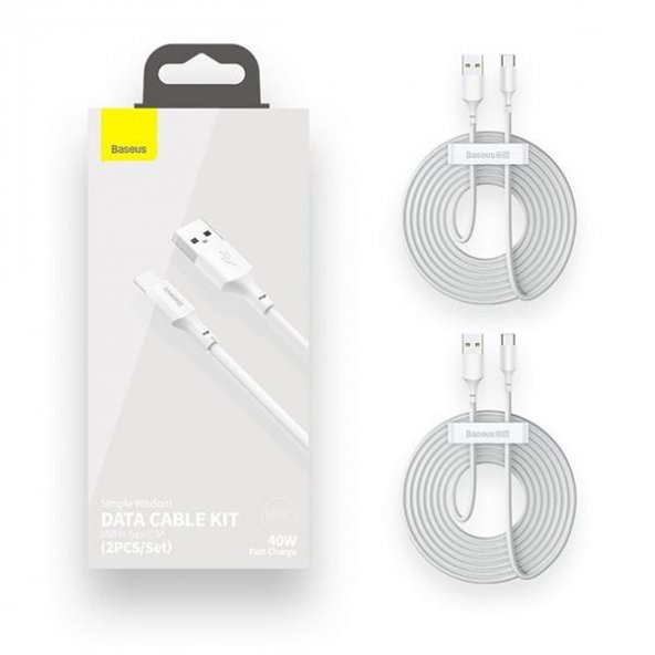 Baseus 40W 2 Adet 1.5 Metre USB To Type C Şarj ve Data Kablosu, Ultra Hızlı Kırılmaz Kopmaz Kablo - 10