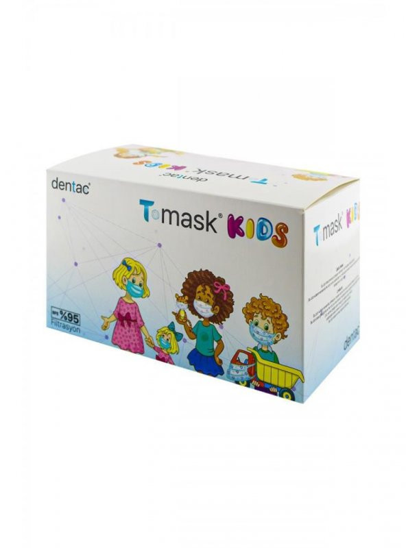 Dentac T-Mask Kids 3 Katlı Cerrahi Renkli Çocuk Maskesi 50 Adet