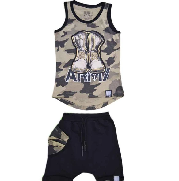Army Şortlu Atlet 2'li Erkek Çocuk Takım 79548 - 3