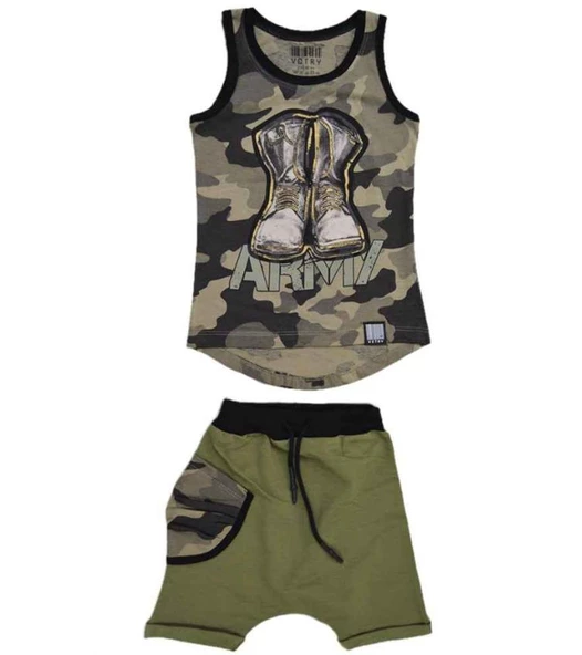 Army Şortlu Atlet 2'li Erkek Çocuk Takım 79548 - 2