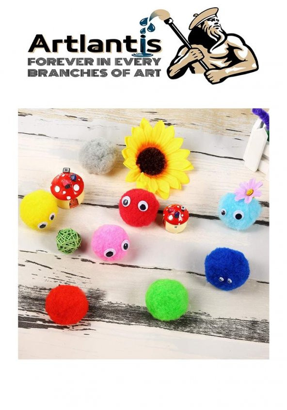 Ponpon 20 mm 70 Lİ 1 Paket Karışık Renk Pon Pon 20 mm Pompom 2 cm Elişi Etkinliği Anasınıfı Kreş Okul Öncesi Pom Pom - 4