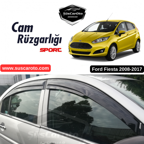 Ford Fiesta 2008-2017 Uyumlu Mugen Cam Rüzgarlığı Seti Piano Black 4lü İthal