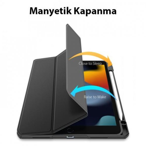 Coofbe Manyetik Kapaklı Kalem Yerli Standlı iPad 10.2 2022 Kılıf Şeffaf Arka Kapaklı iPad 10.2 Tablet Kılıf - 3