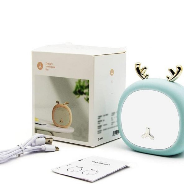 Geyik Tasarımlı USB Şarj Edilebilir 3 Farklı Işık Veren LED Gece Lambası - 4