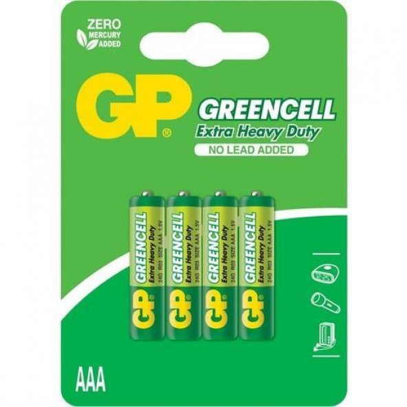 GP Greencel R03 AAA Boy İnce Çinko Kalem Pil 4'lü Paket GP24G-U4
