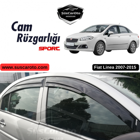 Fiat Linea 2007-2015 Uyumlu Mugen Cam Rüzgarlığı Seti Piano Black 4lü İthal