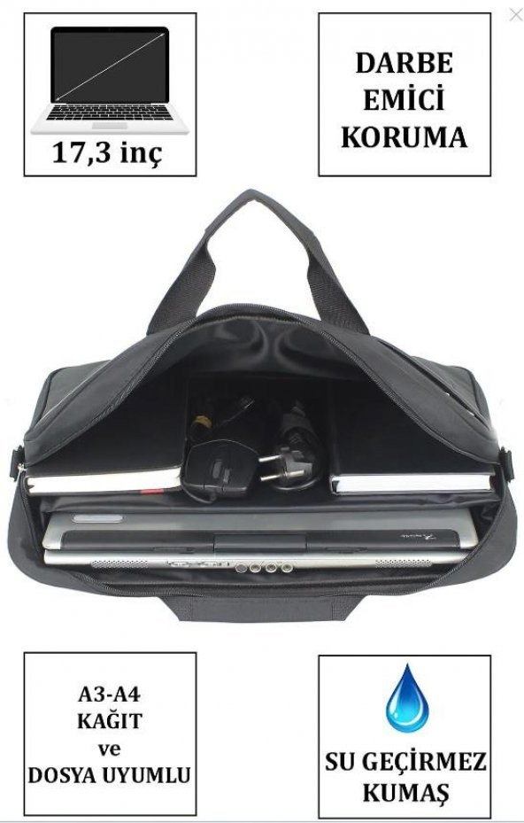 Laptop Çantası 17.3" & 17 Basic Omuz Askılı 8683255011981 - Resim 3