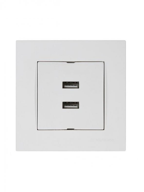 RİTA BEYAZ MEK. TUŞ İKİLİ USB ŞARJ PRİZİ MUTLUSAN 22004490101 - 1