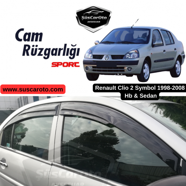 Renault Clio 2 Symbol Hb&Sedan 1998-2008 Uyumlu Mugen Cam Rüzgarlığı Seti Piano Black 4lü İthal