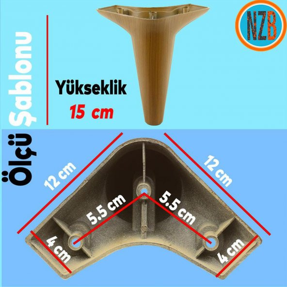 Mobilya Yatak Kanepe Sehpa TV Ünitesi Baza Koltuk Ayağı Koyu Ceviz Renk 15 cm Ayak - 3