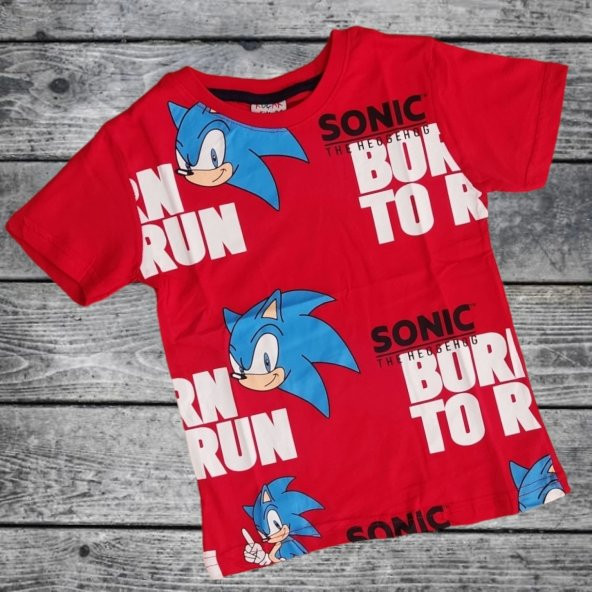 Efsane Sonic Desenli Kırmızı Renk Şortlu Takım - 2