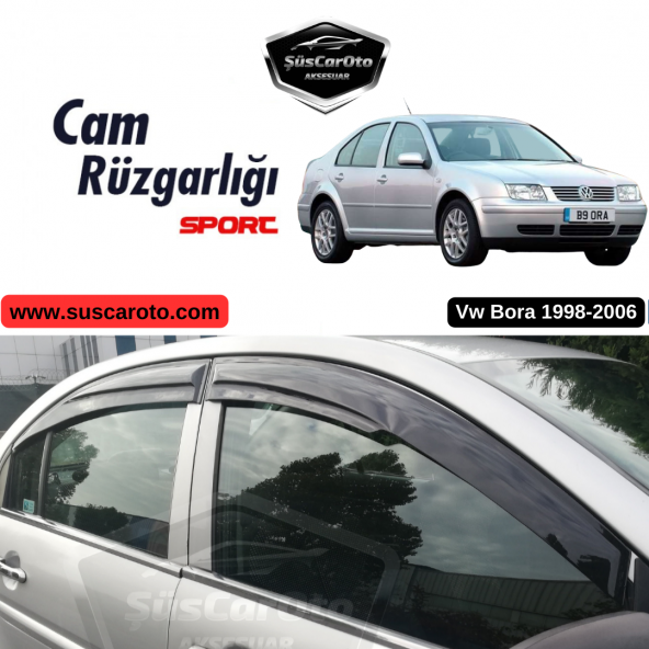 Vw Bora 1998-2006 Uyumlu Mugen Cam Rüzgarlığı Seti Piano Black 4lü İthal