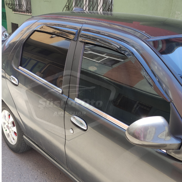 Fiat Albea Palio Siena Hb&Sedan Uyumlu Mugen Cam Rüzgarlığı Seti Piano Black 4lü İthal - 2