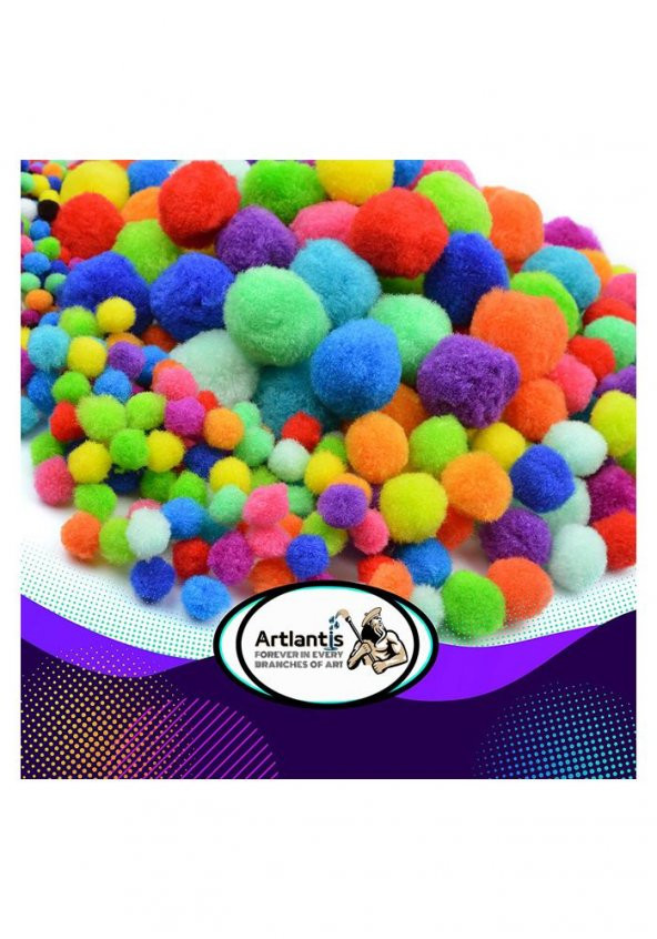 Ponpon 10 mm 20 mm 30 mm 85 li Set 1 Paket Karışık Renk Pon Pon 1 cm 2 cm 3 cm Pompom Elişi Etkinliği Anasınıfı Kreş Okul Öncesi Pom Pom - 2