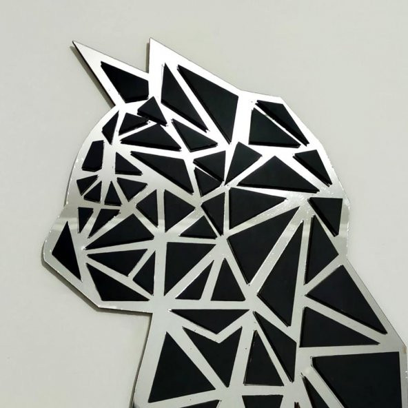 Veraart Aynalı Geometrik Kedi Ahşap Katmanlı Duvar Dekoru 40 cm - 8
