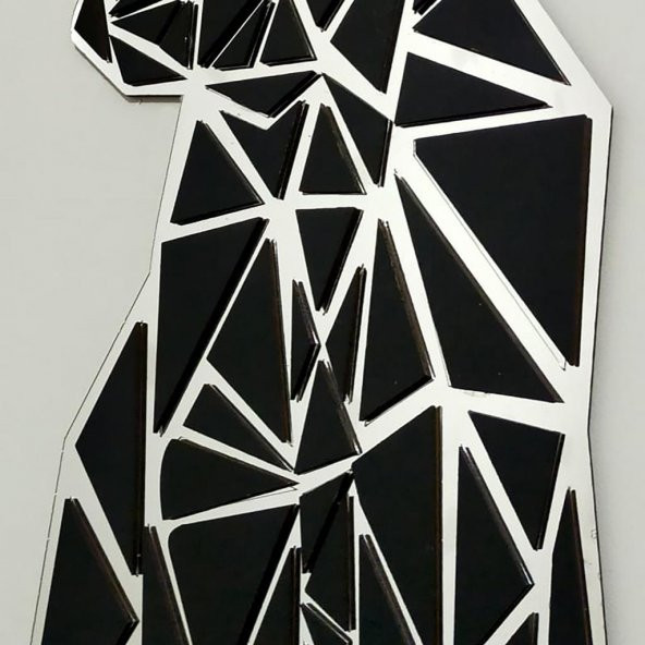 Veraart Aynalı Geometrik Kedi Ahşap Katmanlı Duvar Dekoru 60 cm - 9
