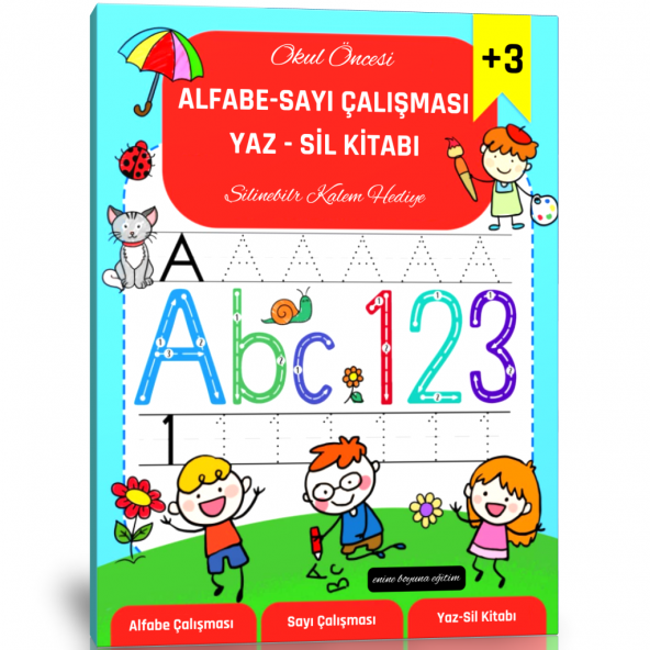 Okul Öncesi Alfabe Sayı Çalışması YAZ-Sil Kitabı