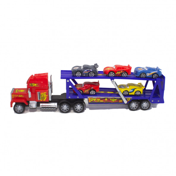 Oyuncak Taşıyıcı Tır 48 Cm 2 Katlı 5 Adet Mini Araba - 3