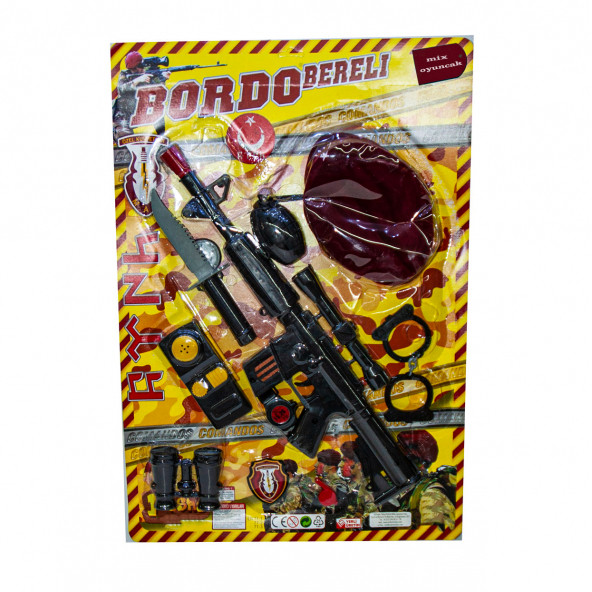 Oyuncak Askeri Set Bordo Bereli Seti 11 Parça