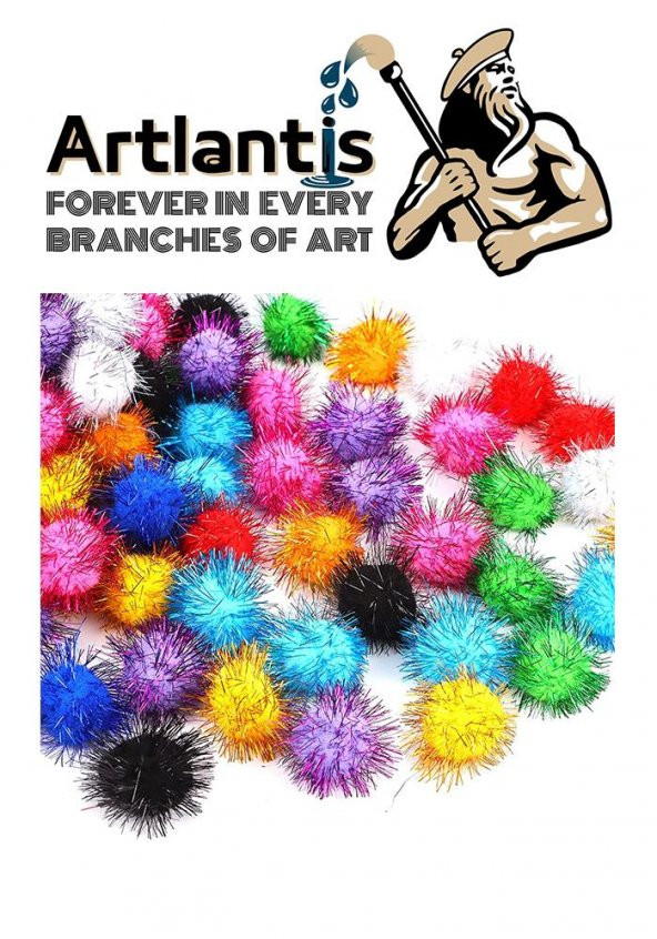 Simli Ponpon 10 mm 100 Lü 1 Paket Karışık Renk Pon Pon 10 mm Pompom 1 cm Elişi Etkinliği Anasınıfı Kreş Okul Öncesi Pom Pom - 5