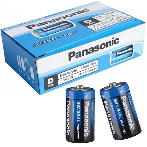 Panasonic R20be 2 ps Magnez Büyük D Boy Pil 24 Lü Paket - Resim 4