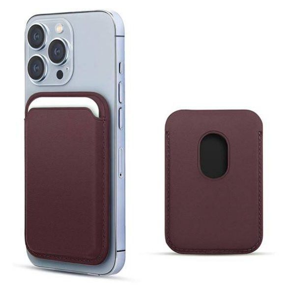 Apple iPhone Manyetik Deri Cüzdan MagSafe Mor