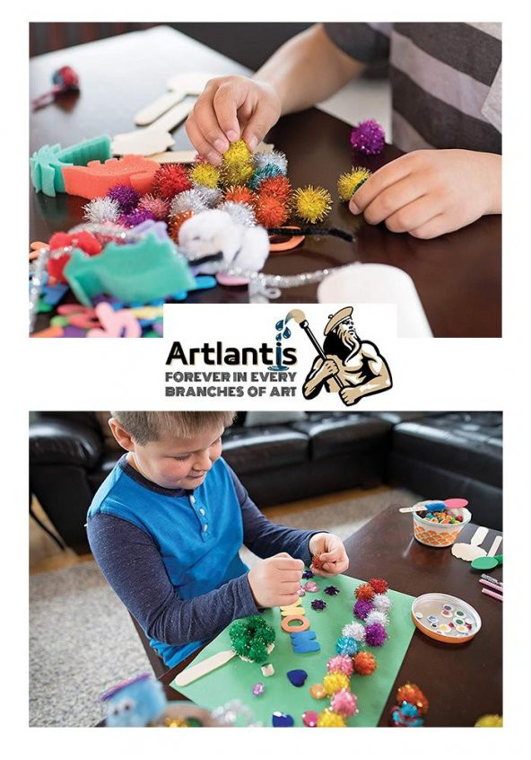 Simli Ponpon 30 mm 50 Li 1 Paket Karışık Renk Pon Pon 30 mm Pompom 3 cm Elişi Etkinliği Anasınıfı Kreş Okul Öncesi Pom Pom - 2