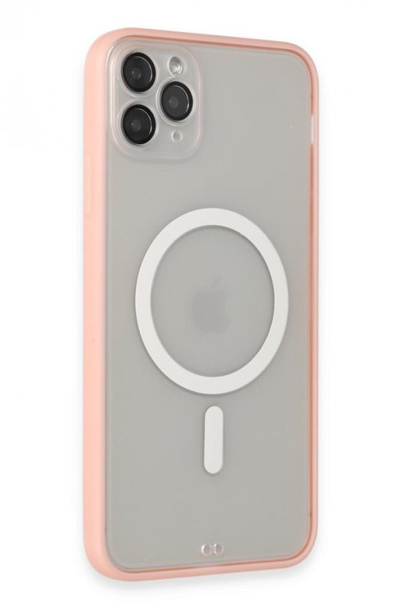 Apple iPhone 11 Pro Max için Magsafe ile uyumlu Kılıf Lensli Mat Kenar Renkli Kapak - 3