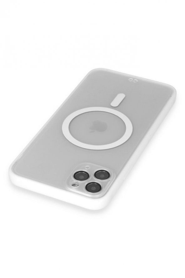 Apple iPhone 11 Pro Max için Magsafe ile uyumlu Kılıf Lensli Mat Kenar Renkli Kapak - 7