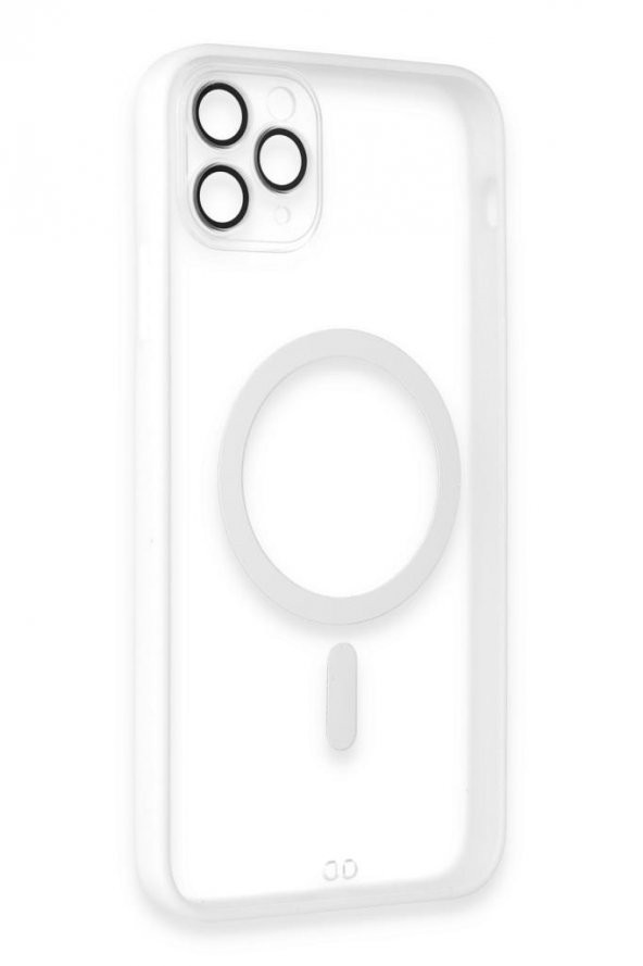 Apple iPhone 11 Pro Max için Magsafe ile uyumlu Kılıf Lensli Mat Kenar Renkli Kapak - 9