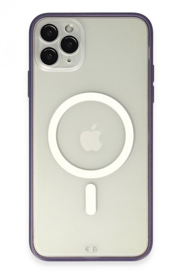 Apple iPhone 11 Pro Max için Magsafe ile uyumlu Kılıf Lensli Mat Kenar Renkli Kapak - 10
