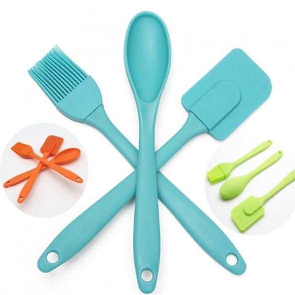 1 Slikon Spatula +1 Adet Slilkon Yumurta Fırçası + 1 Adet kaşık 3lü Mutfak Set - 2