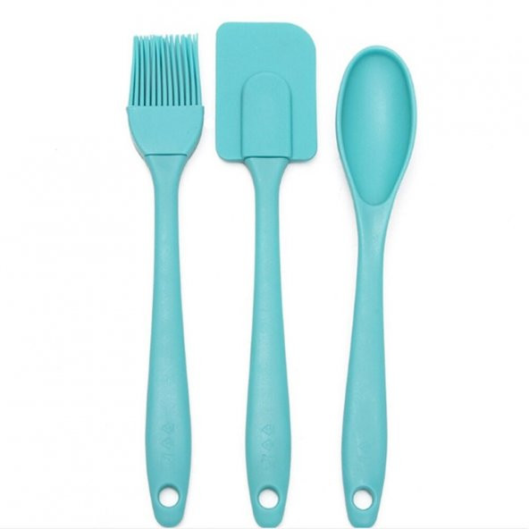 1 Slikon Spatula +1 Adet Slilkon Yumurta Fırçası + 1 Adet kaşık 3lü Mutfak Set - 5
