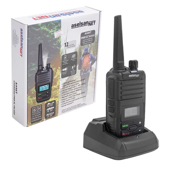 Aselsan Vox Özellikli 16 Kanal 12 Km Ekranlı Tekli Set El Telsizi Pmr 446 Seri Uyumlu 889702 - 4