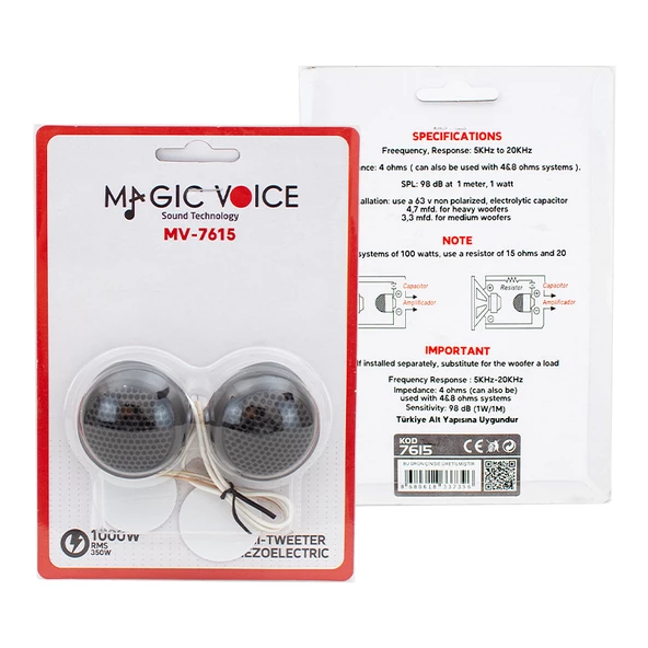 MagicVoice MV-7615 Tweeter Tiz Hoparlör 100 Watt 4 Ohm Oto Tweeter - 6
