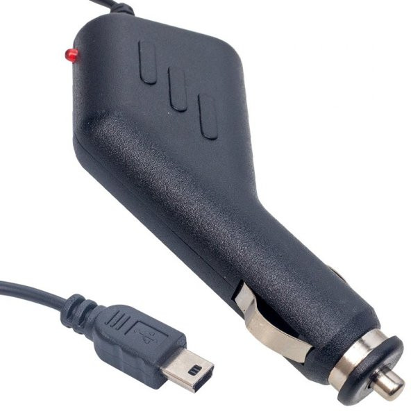 Powermaster Çakmak Fişi 5 Pin Çıkışlı 3 Metre Kablolu Mini USB Araç Kamerası Navigasyon Şarj Kablosu