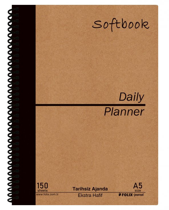 Daily Planner A5 Spiralli 150 yp. Sert Kapak Günlük Ajanda Daily Journal