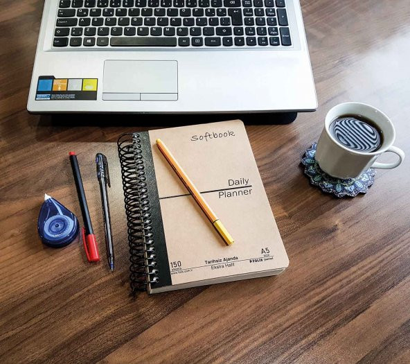 Daily Planner A5 Spiralli 150 yp. Sert Kapak Günlük Ajanda Daily Journal - 4