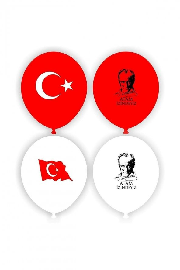 Atatürk Ve Türk Bayrağı Baskılı Balon 100 Adet - 3